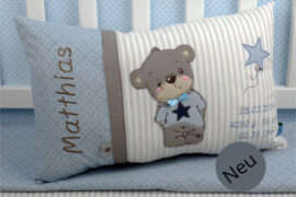 Namenskissen, Teddy mit Stern für Jungen